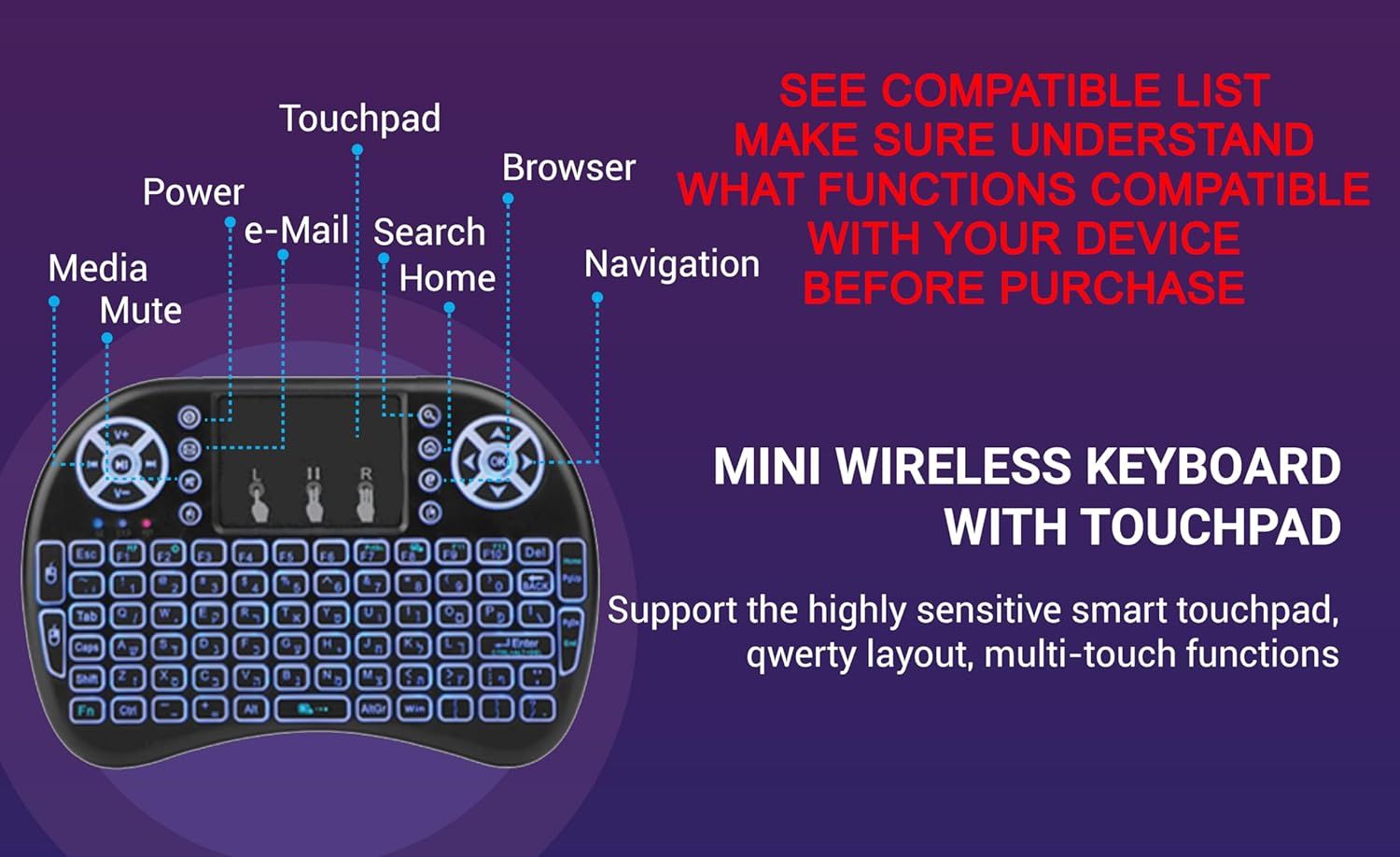 Rii X8 RGB Backlight Wireless Keyboard Touchpad Combo