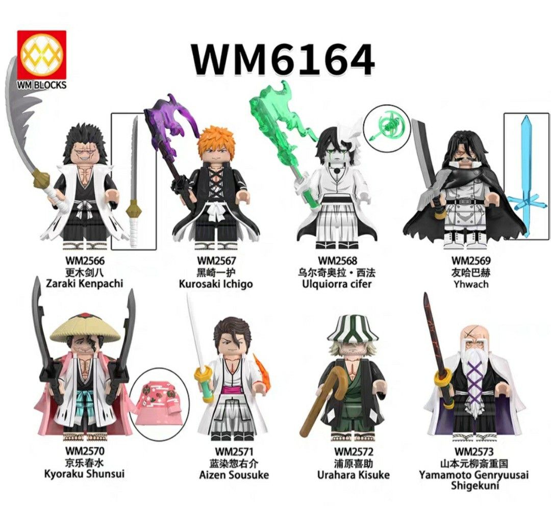 WM 6164 2566-2573 Bleach Minifigures (Lego compatible), Toys