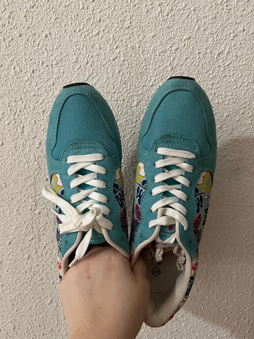 Woman s Turquoise Floral Running Shoes Women s Fashion Footwear