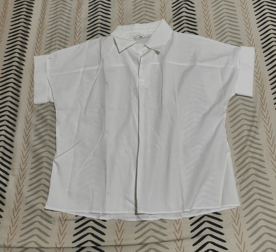 white collared short sleeve shirt womens