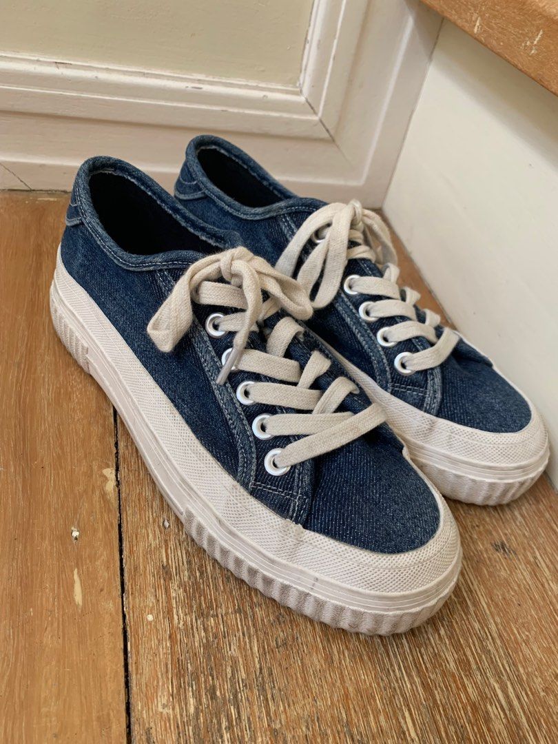 denim platform sneakers