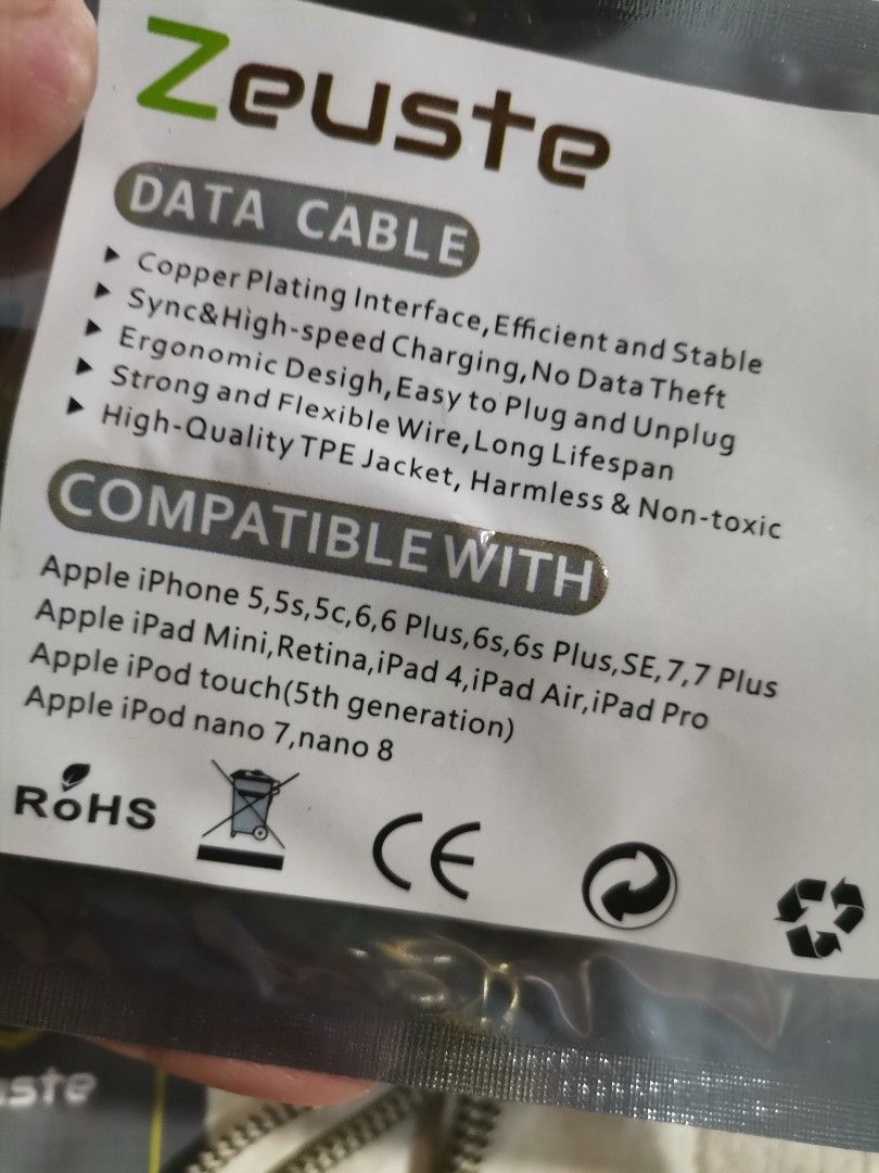 Zeuste Lightning/Data Cable (Category: Cables & Adaptors) located in Taguig. Submitted by lae.onlineshop (Listing ID 1278948757, Image 3). Description: Zeuste Lightning/Data Cable *For apple devices (~0.53meters) Tested working on IPhone 8plus & iPad Air 2 7pcs avail ‼️1 DAY RESERVATION ONLY‼️.