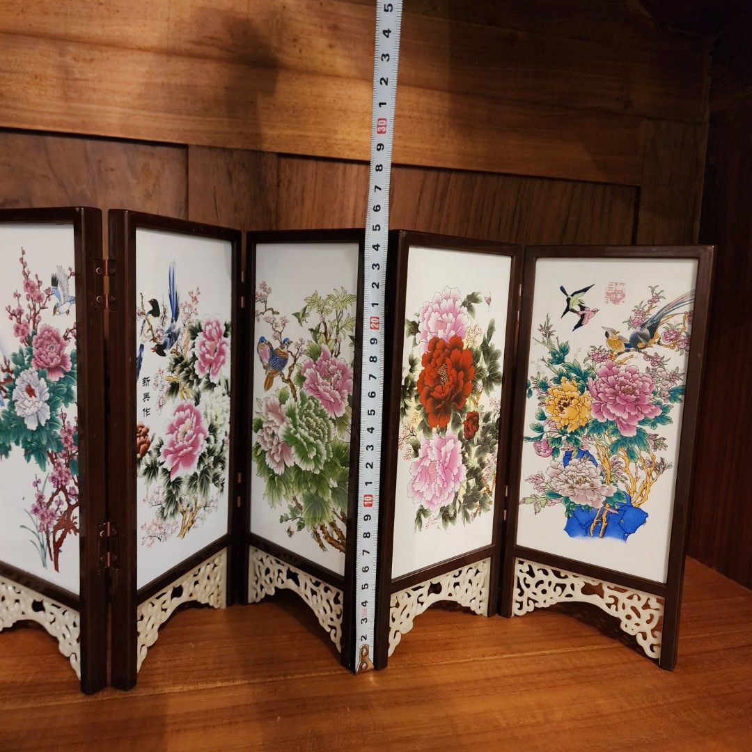 00290 Mini Folding Oriental Painting Screen 6 Panels of Traditional ...
