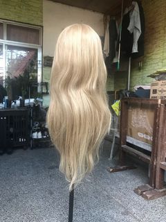 13x4x1 Human Hair Middle T-part Lace Wig Blonde and Brown mixed