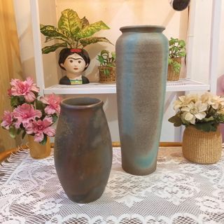 2pcs japanese stoneware pottery vases