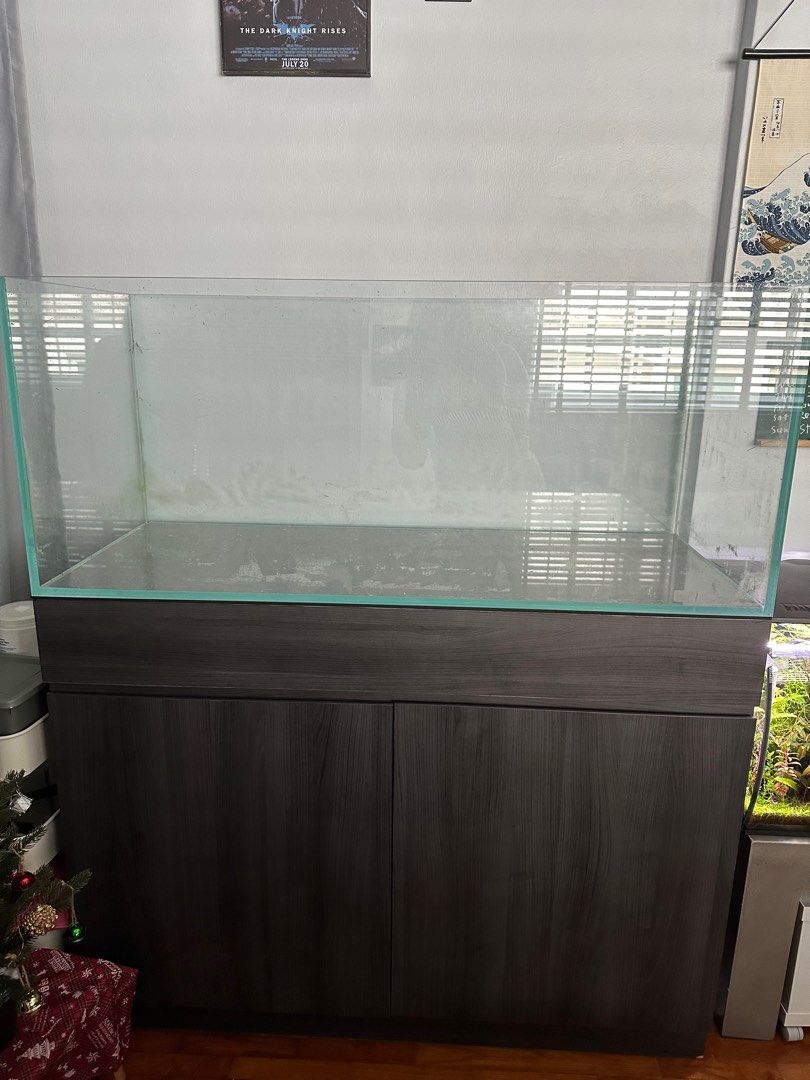 4ft 120cm low iron Crystal glass fish tank set customised plywood cabinet chihiros vivid 2 led RGB light with shades eheim 1500xl external canister filter Pet Supplies Homes Other Pet