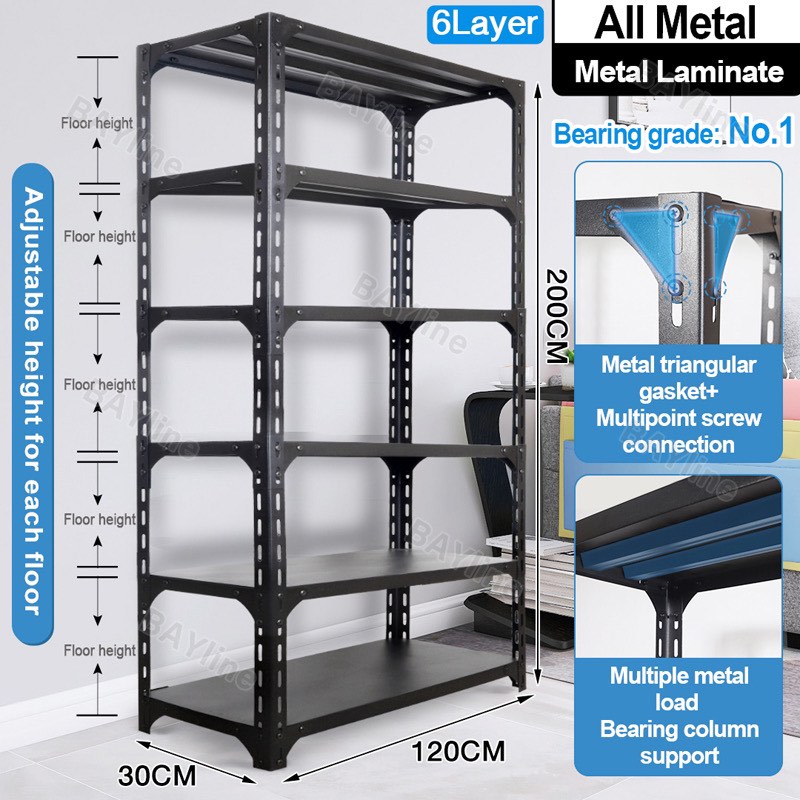 120x40x200 CM 6 Layers Metal Shelf (Black) BRAND NEW *photo for ...