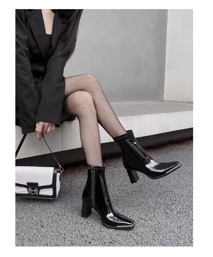 Black latex ankle boots store