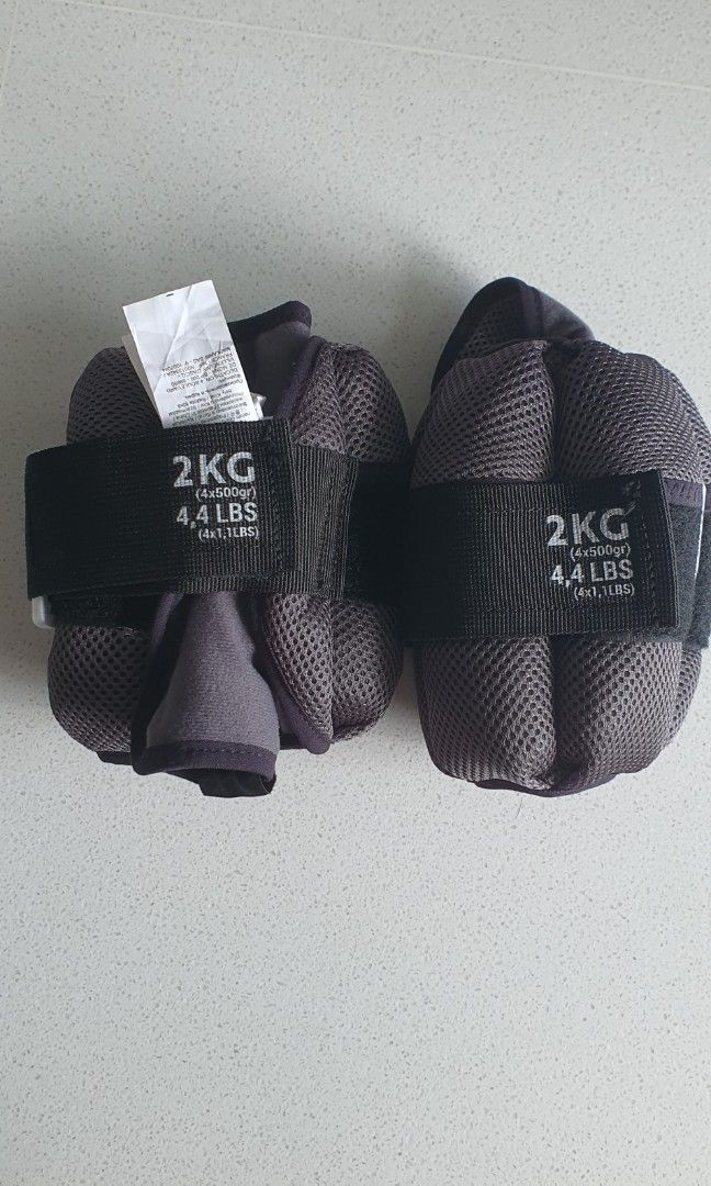 2 kg Adjustable Wrist / Ankle Weights Twin-Pack - Grey