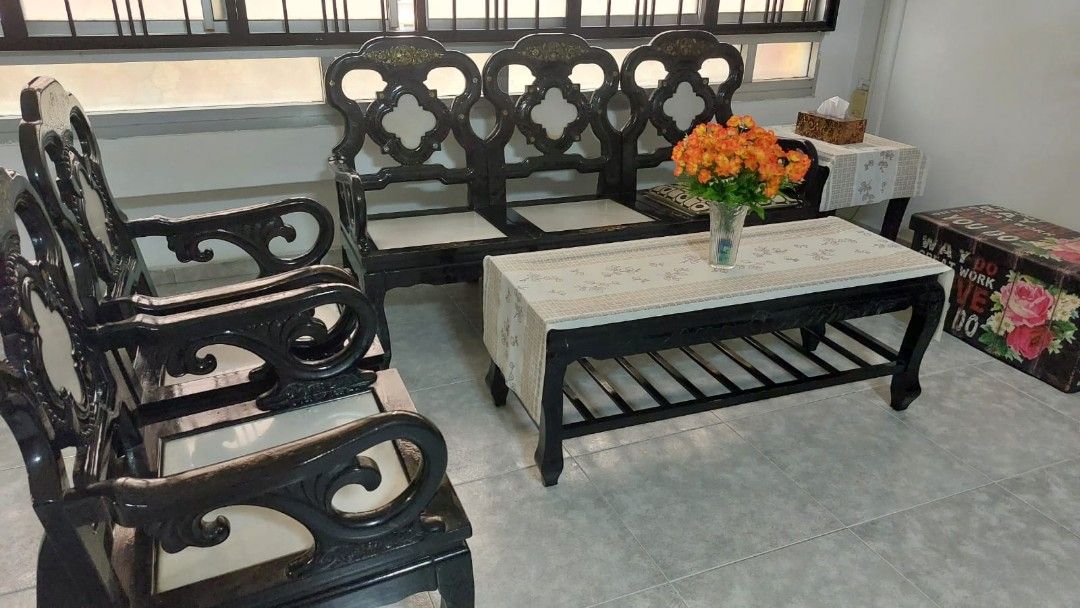 Antique Mahogany Sofa Set With Matching