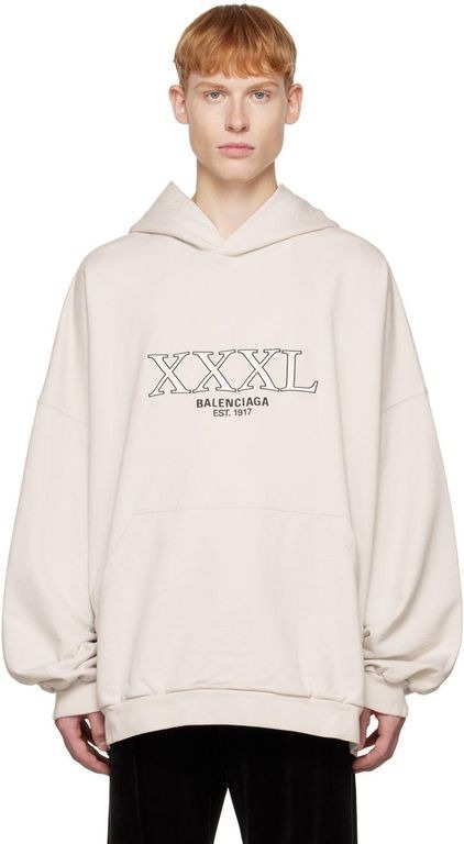 Hoodie ベージュ Fit 【中古】バレンシアガ メンズ XXXL プルオーバーパーカー 長袖 713677 L 22AW Large スェット