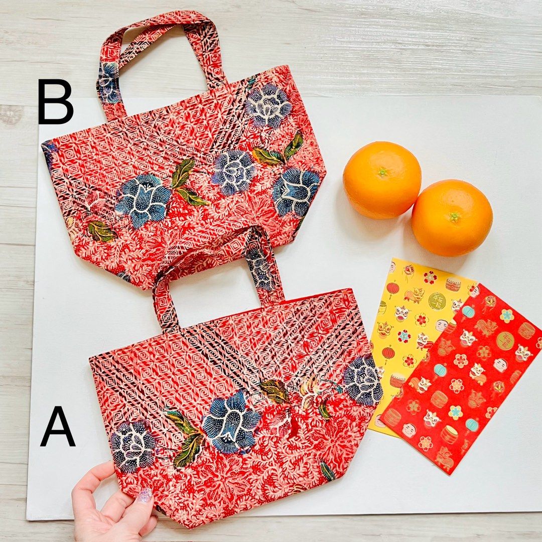 Batik CNY Mandarin Orange Bag Handmade in Singapore