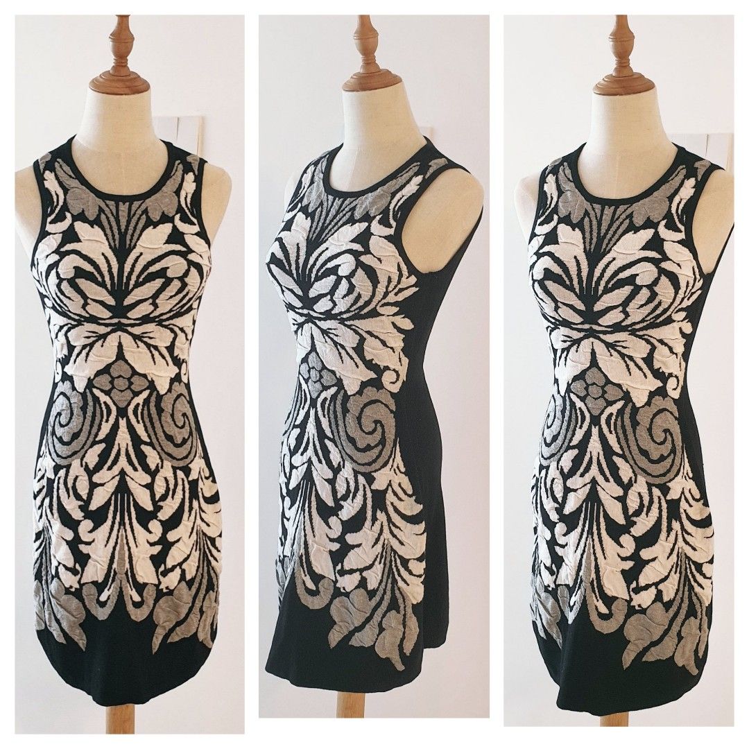 Casual dress black best sale and white