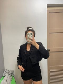 Black cropped blazer coat