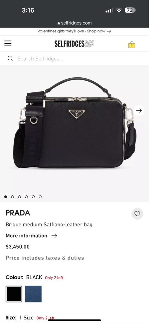 Prada brique on sale bag price