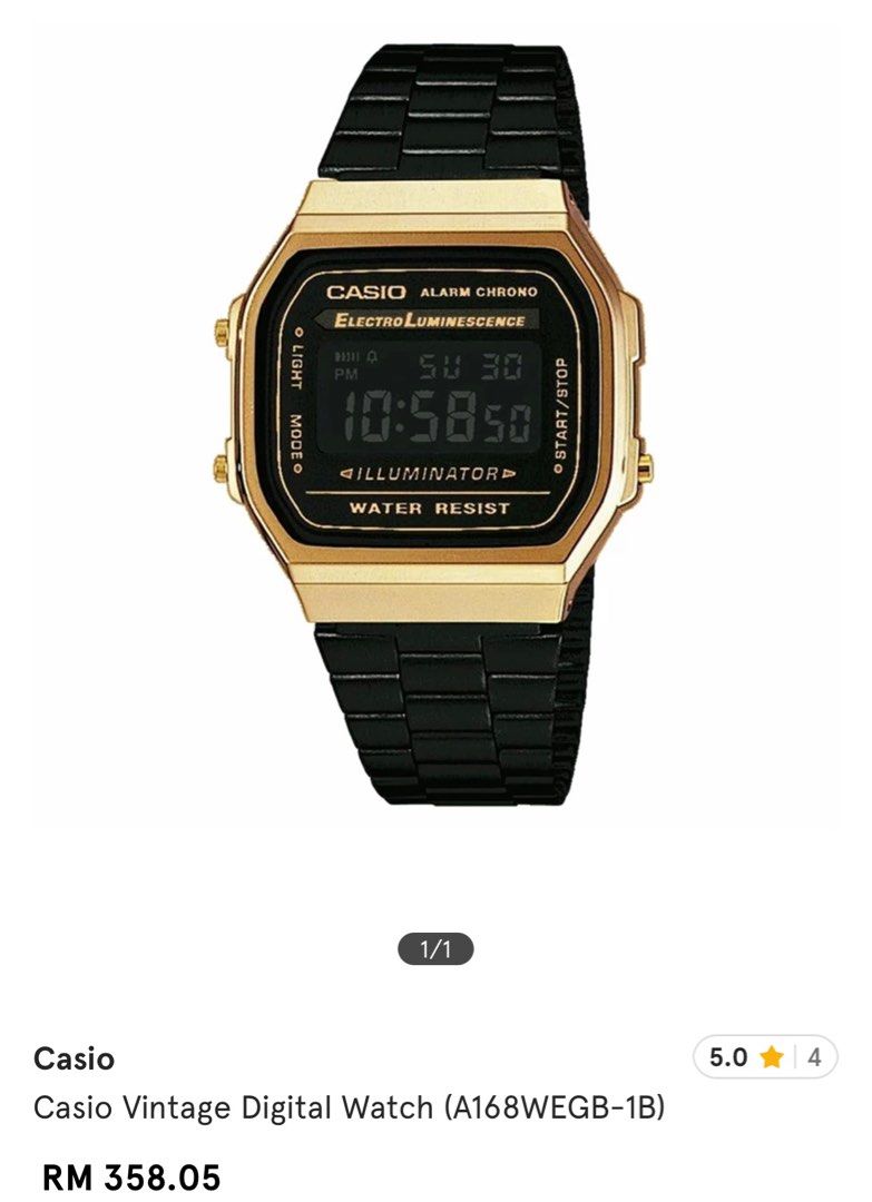 Casio a168we 3298 sales