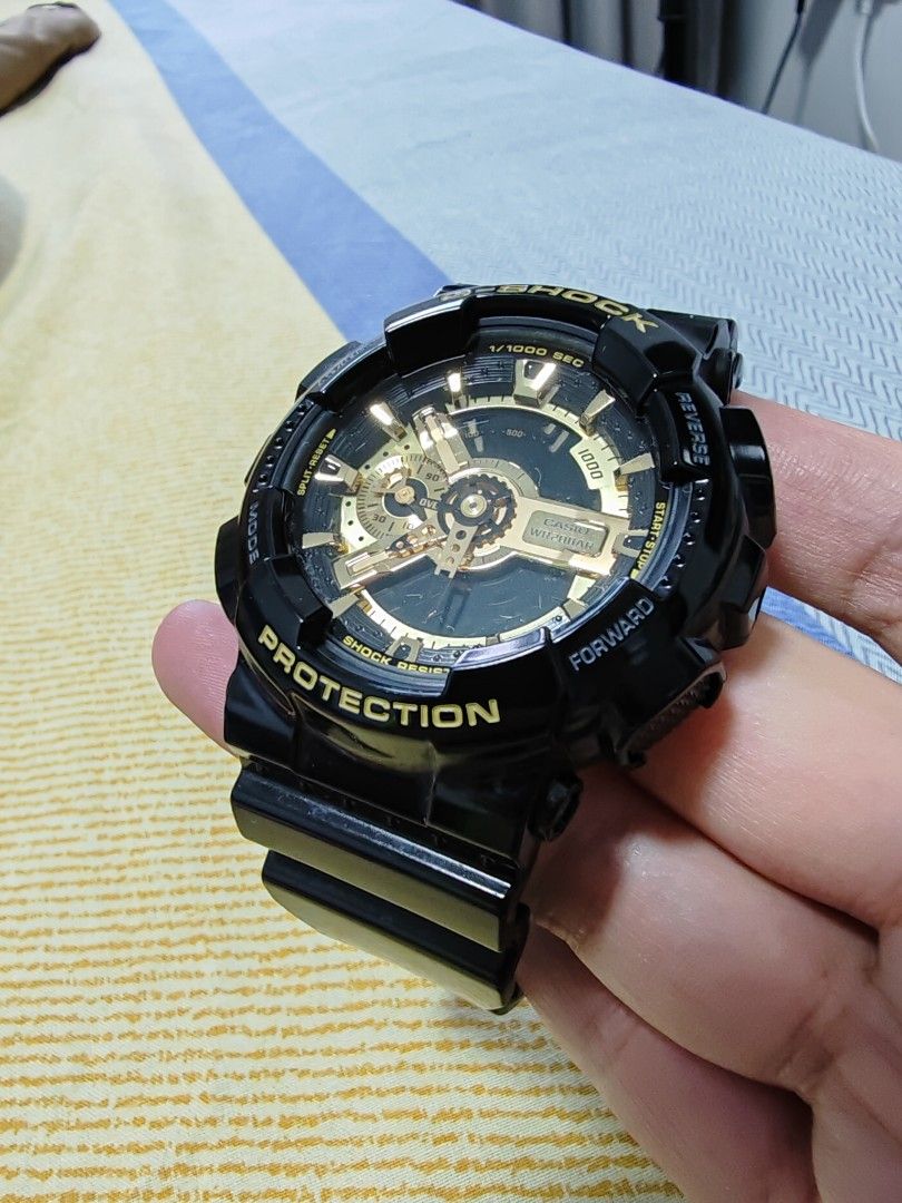 Casio g shock ga 110 black gold best sale