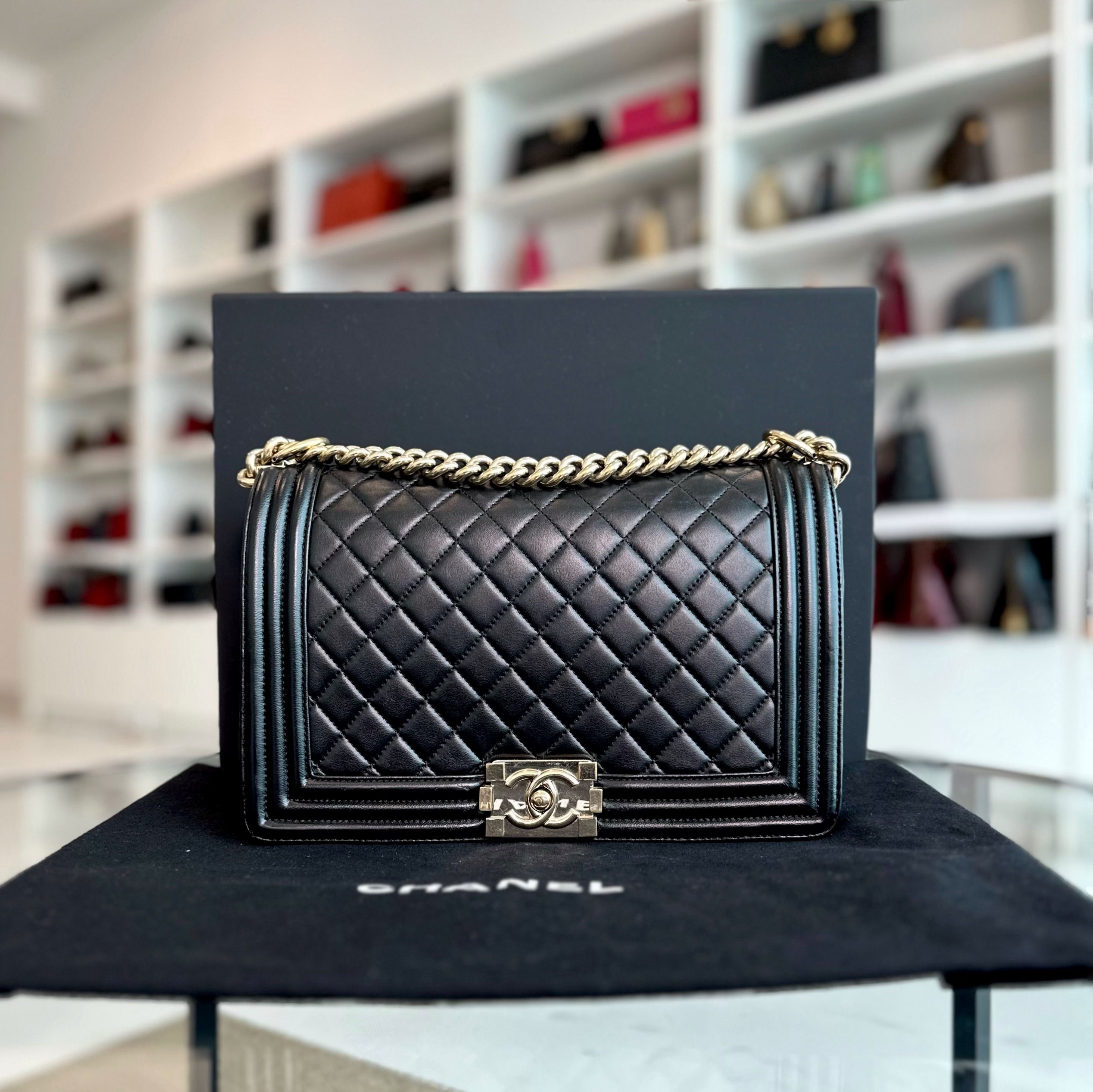 Chanel le boy lambskin online