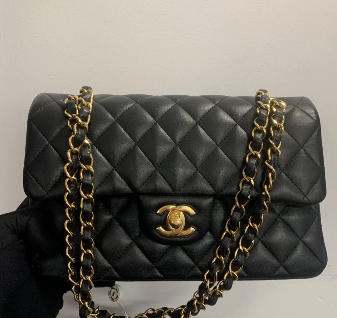 Chanel CF23 classic Flap Small Lambskin Black GHW with chip