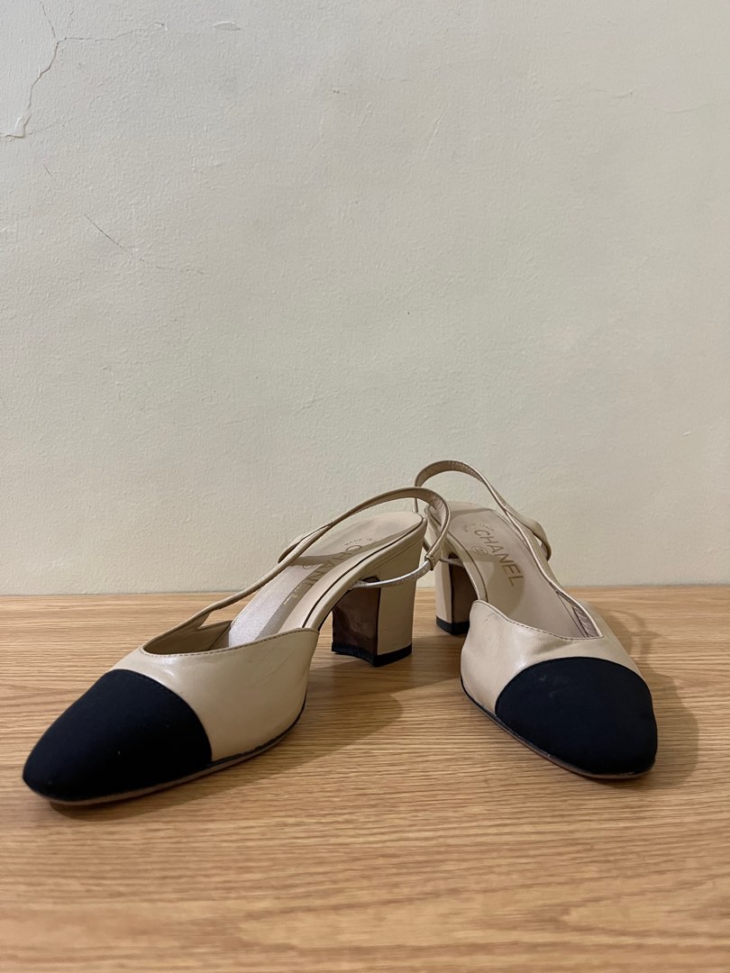 CHANEL Block Heel Slingbacks