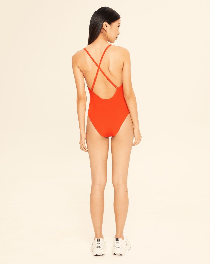 Cheak Strappy One Piece Swimwear red in size M Women s Fashion