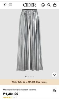 Cider Silver Pants Wide Leg Trouser Pants Mettalic Casual Party
