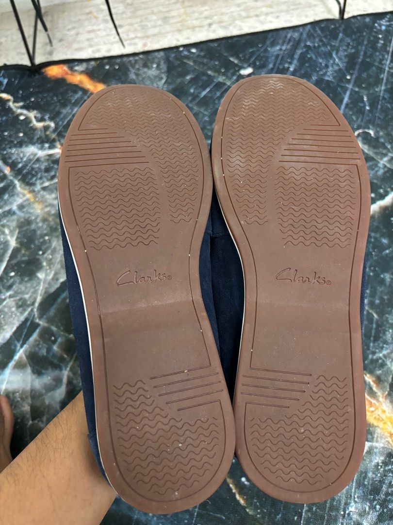 clarks slip on trainers