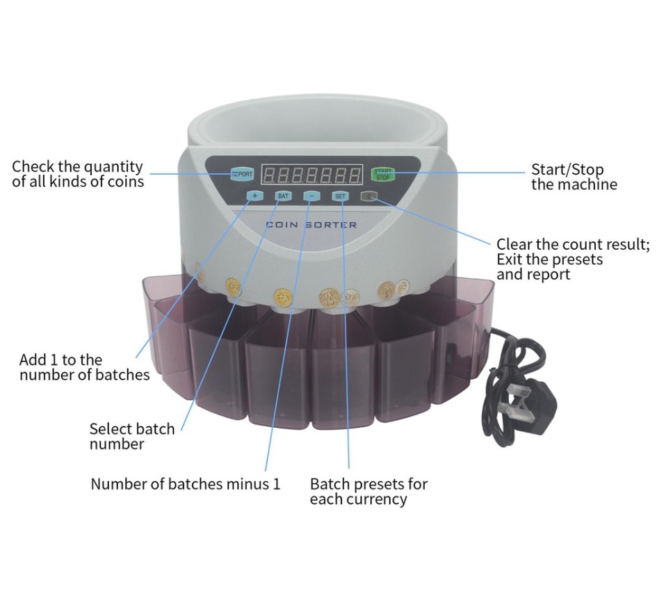 Coin Counting Machine, Count & Sort Coinage