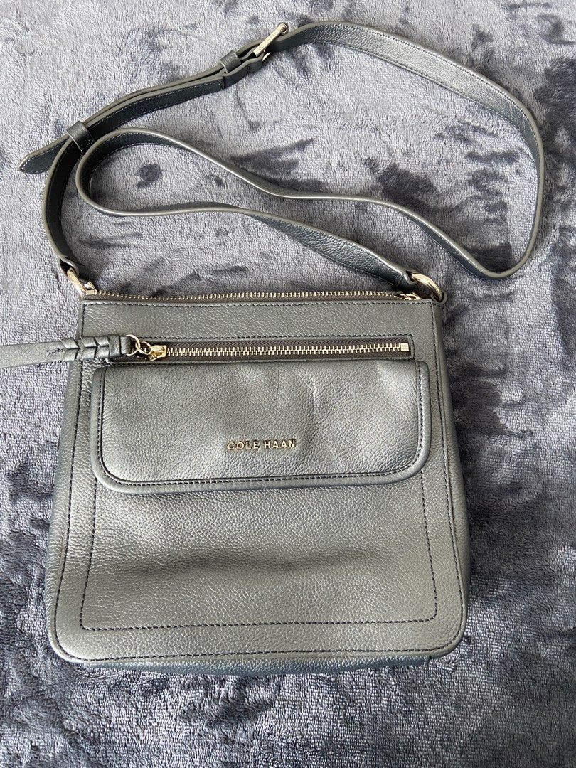 Cole Haan crossbody purse bag in pewter leather