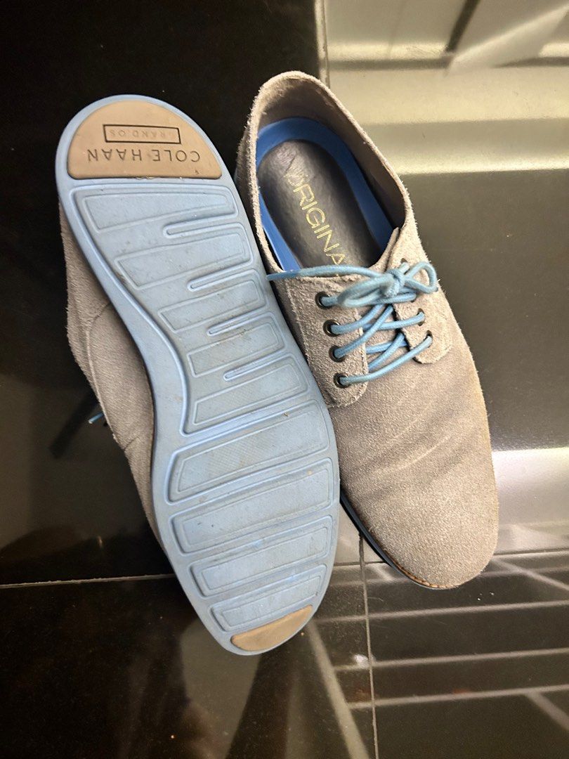 Cole Haan Grey Suede Lace up Shoes Men s Fashion Footwear Dress
