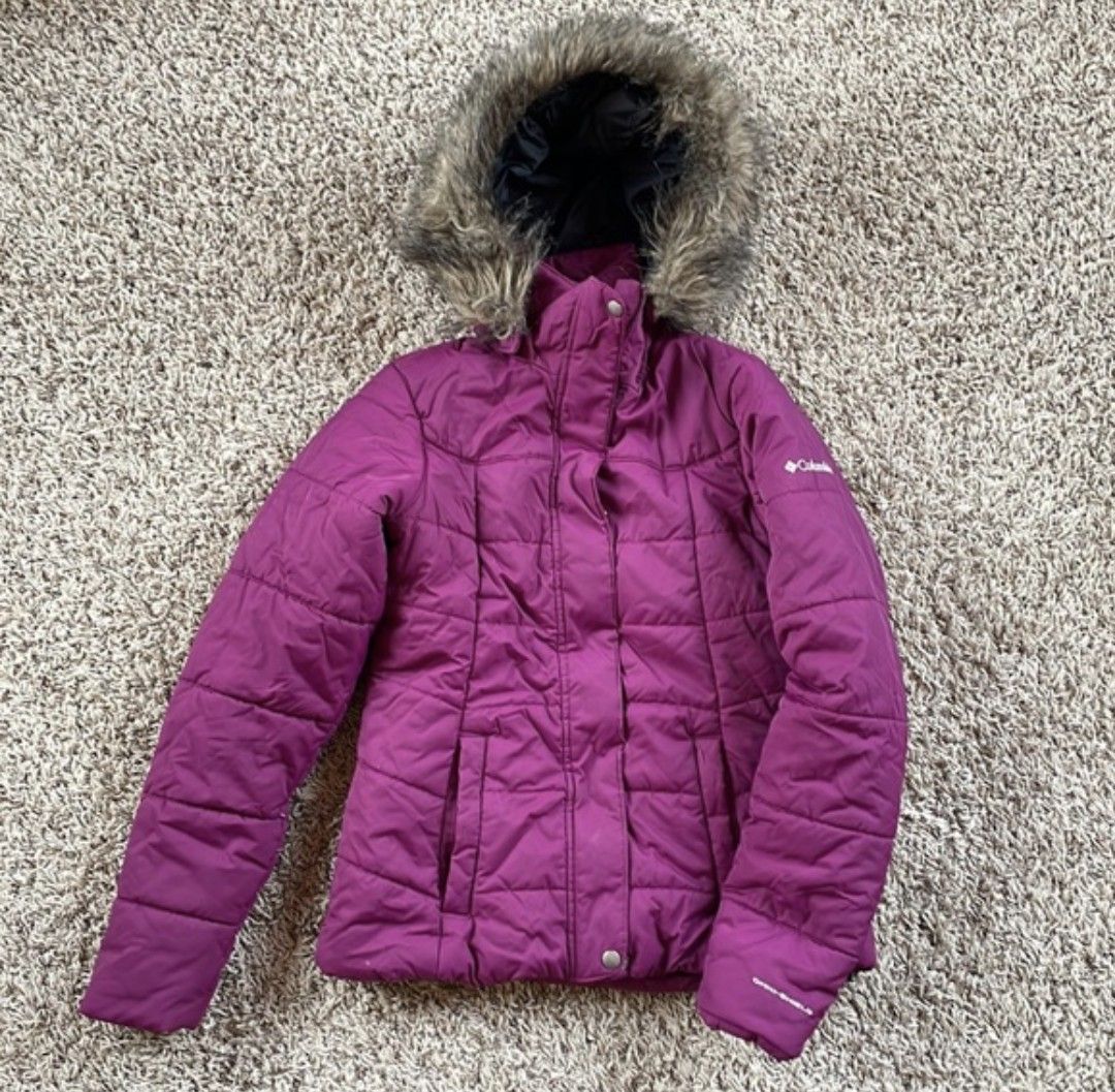 COLUMBIA Snow Eclipse Puff Down Jacket Faux Fur Puffer Winter Coldgear Snow Burgundy Size Large Men s Fashion Coats Jackets and Outerwear on Carousell