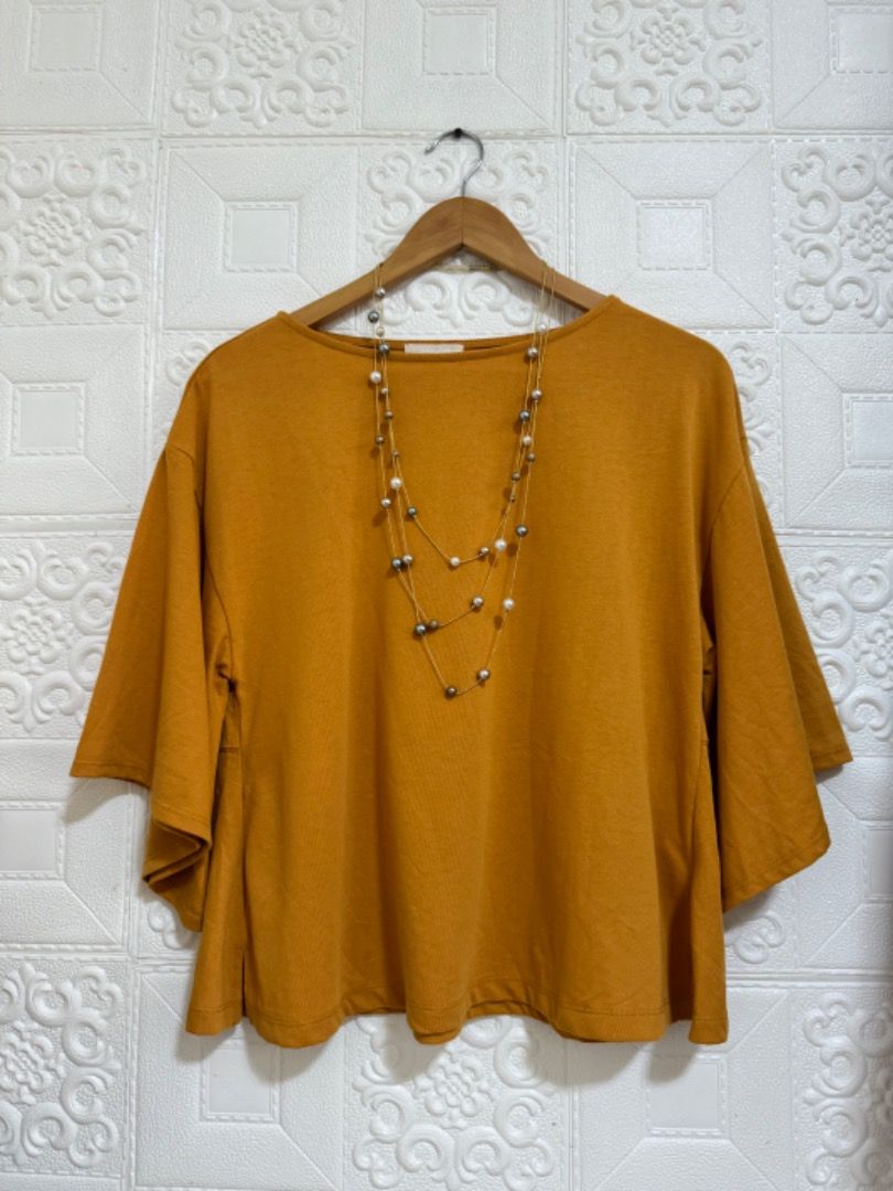 Cotton Rust Flutter Sleeves Top, Women's Fashion, Tops, Blouses on ...