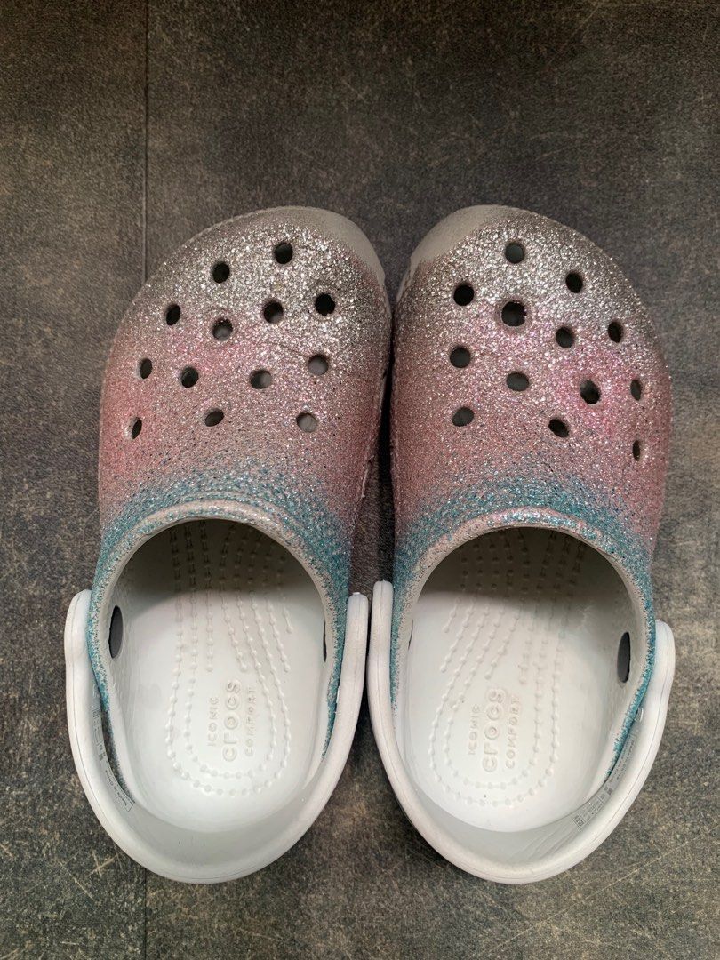 Glitter top crocs women's