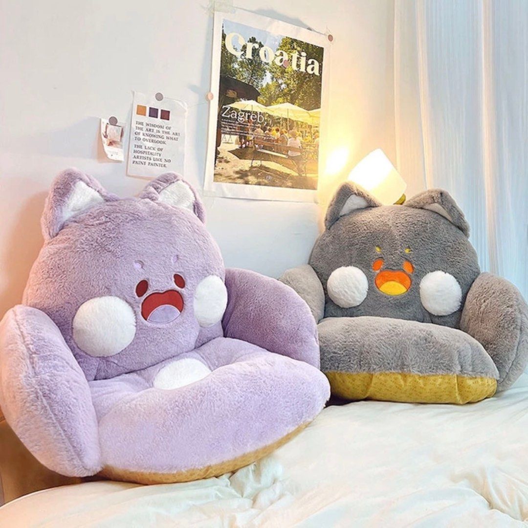 Cute Cat Chair Cushion Cartoon Plush Throw Pillows Soft Back Support Sofa Bolsters Home Decor Furniture Home Living Furniture Chairs on Carousell