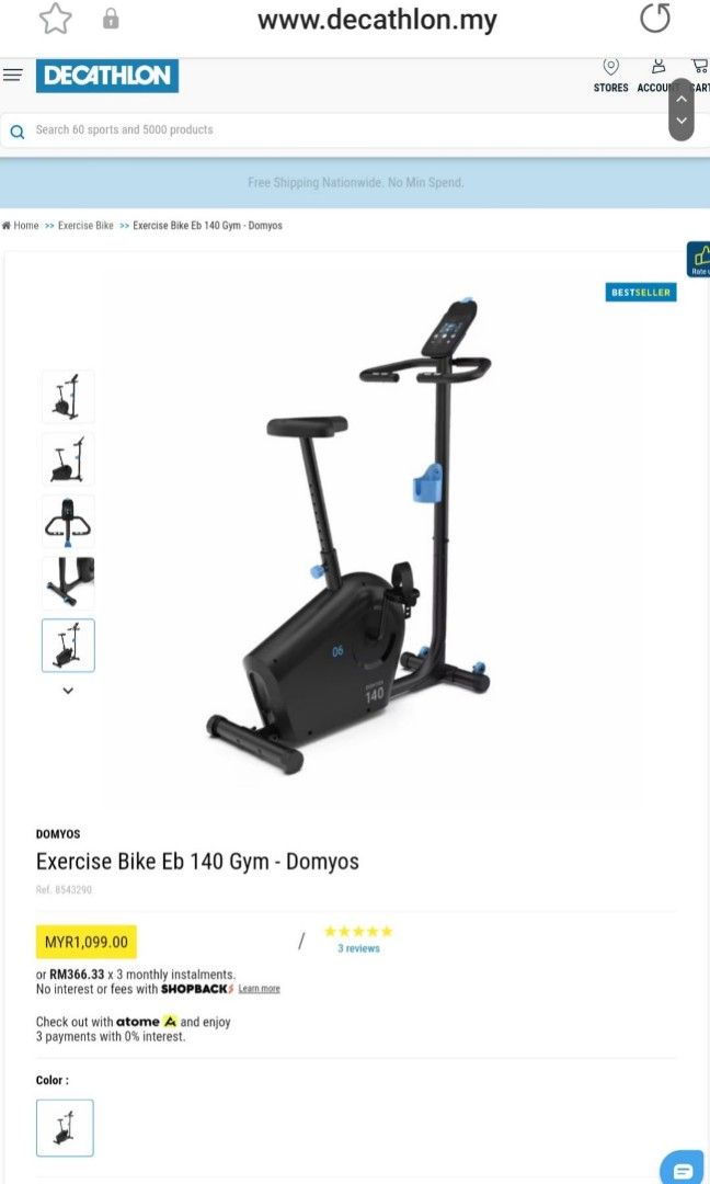 Decathlon DOMYOS Exercise Bike Eb 140 Gym Sports Equipment
