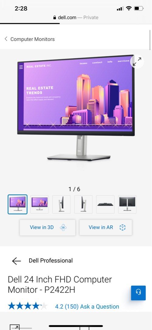 Dell Flat FHD Monitor 24 Inch P2422H (Cod in Penang or Mainland only