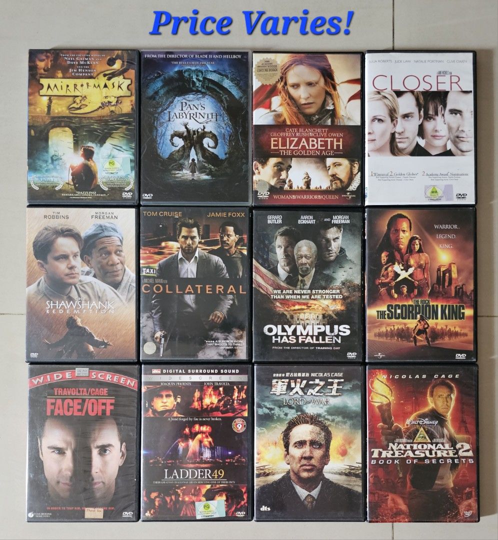 DVD Mirror Mask Pan s Labyrinth Elizabeth The Golden Age Closer The Shawshank Redemption Starring Morgan Freeman Collateral The Scorpion