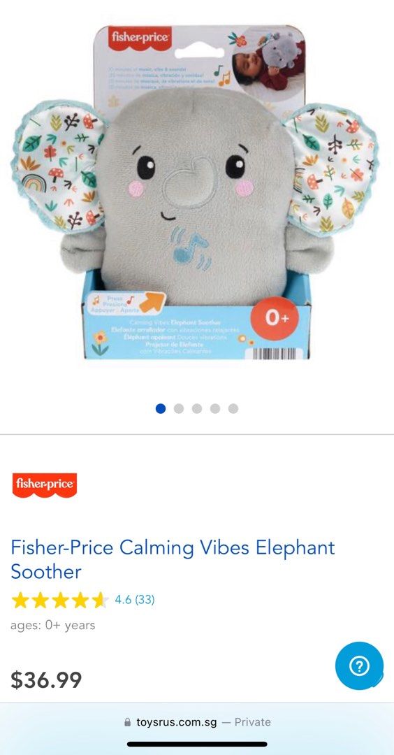 Fisher Price Calming Vibes Elephant Soother Babies Kids Infant