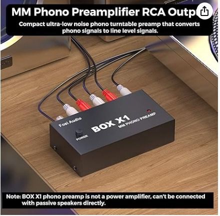 Fosi Audio BOX X1 Préamplificateur Phono, Mini MM Préampli à Très