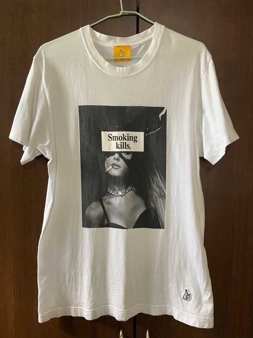 FR2 Smoking Kills Ariana Grande White T Shirt, Men's Fashion, Tops