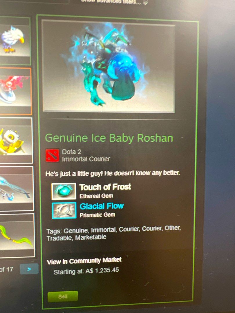 Genuine Ice Baby Roshan Dota 2, Video Gaming, Gaming Accessories