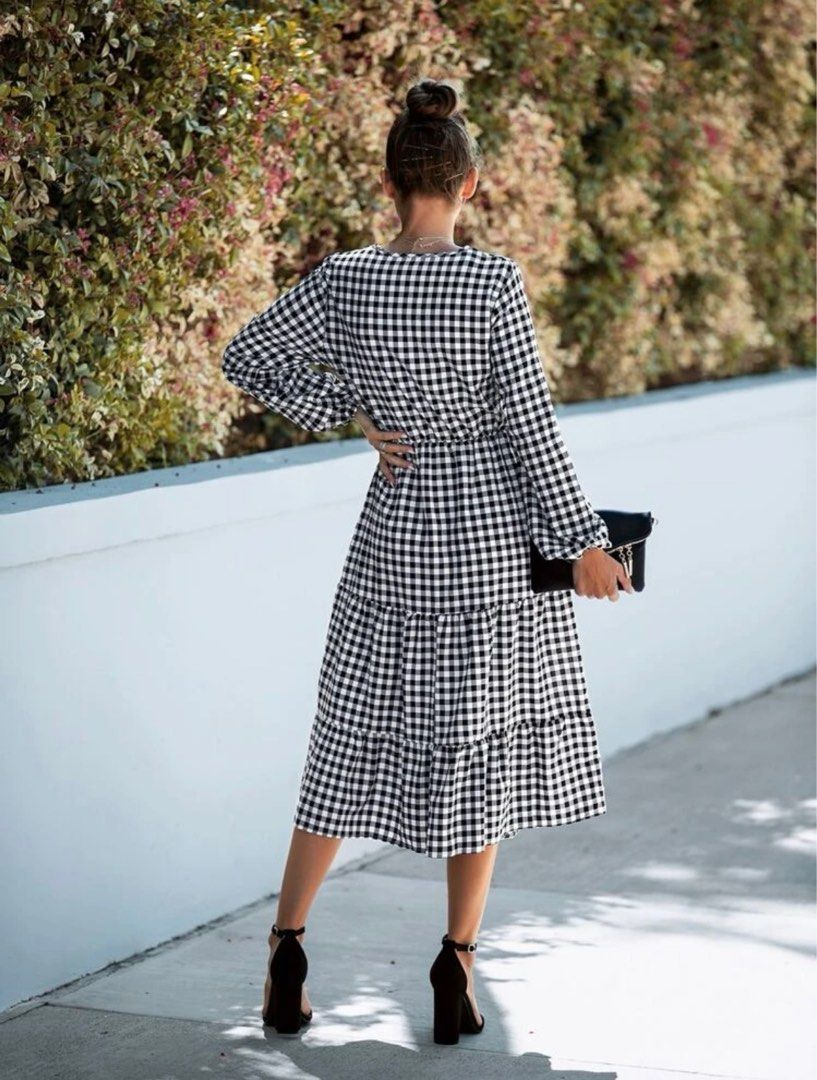 Gingham long sleeve dress new arrivals