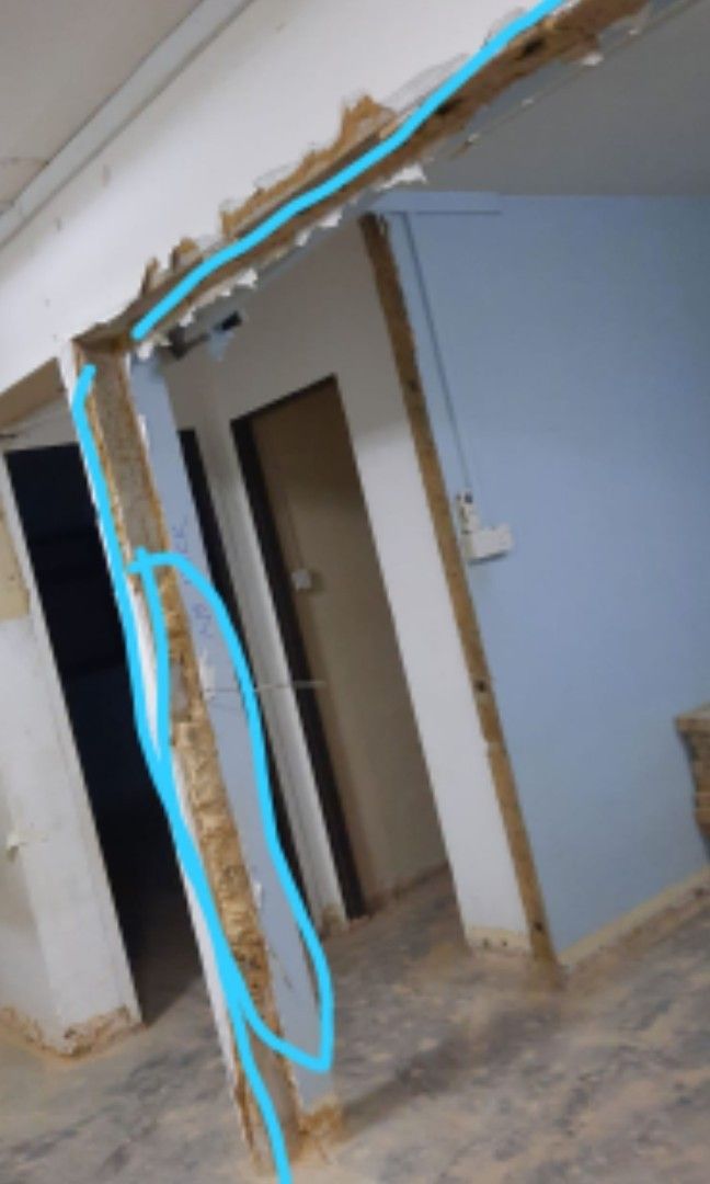 Hacking wall, floor tiles, toilet and kitchen. Tilling and ...