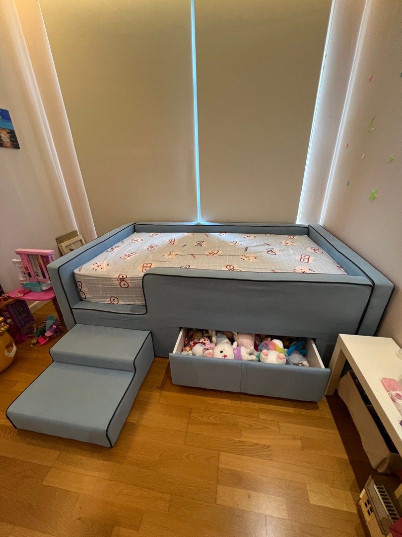 Harvey Norman super single kids bed frame with drawer, Furniture & Home