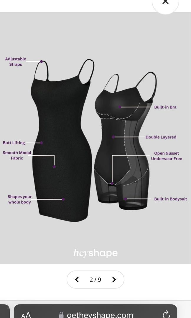Heyshape Shapewear Slip Maxi Dress Black, Women's Fashion, Dresses