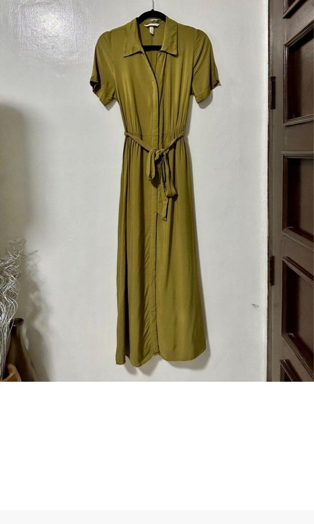 H&m olive green dress, Women's Fashion, Dresses & Sets, Dresses on Carousell