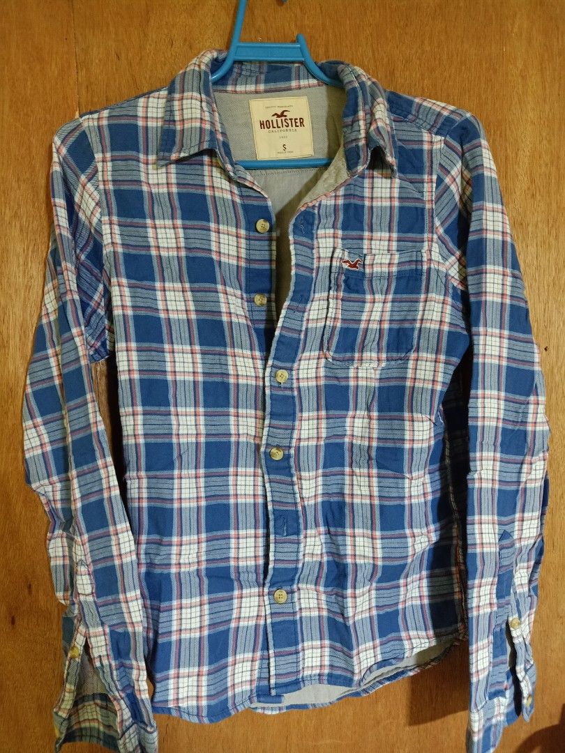 Hollister checkered long sleeves polo Men s Fashion Tops Sets Tshirts Polo Shirts on Carousell