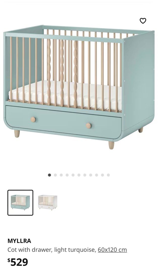 IKEA MYLLRA crib with drawer, Babies & Kids, Baby Nursery & Kids