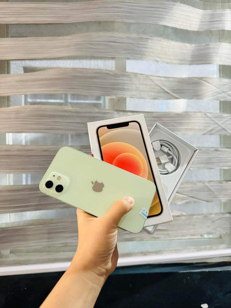 Iphone 12 128GB (Category: iPhone 12 Series) located in Santa Rosa. Submitted by chikikayyyy (Listing ID 1279367614, Image 2). Description: Iphone 12 128gb 🍎🍎🍎 No box pero it comes with complete accessories‼️ Original not refurbished 🫶 Factory unlock✅ Hongkong stock dual sim napo ito!!✅ 100 beta health✅ All working ✅ Face id and true tone working✅ PM lang... Fast movingggg!! ✨ LBC COD nationwide Same day delivery via angkas or lalamove 🛵 🌱.
