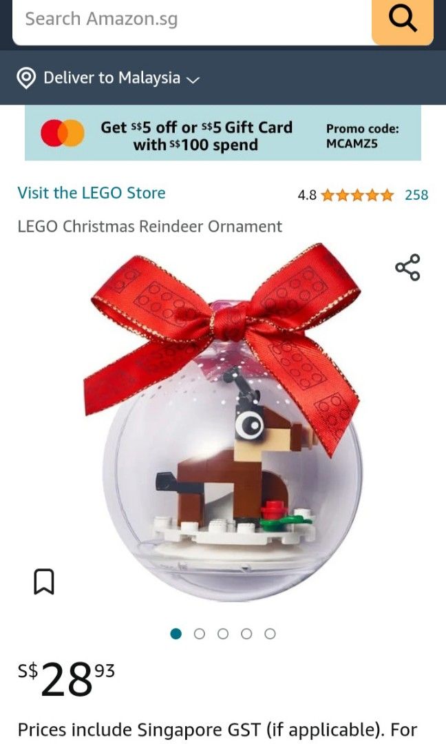 LEGO Christmas Reindeer Ornament toy Hobbies Toys Toys Games on Carousell